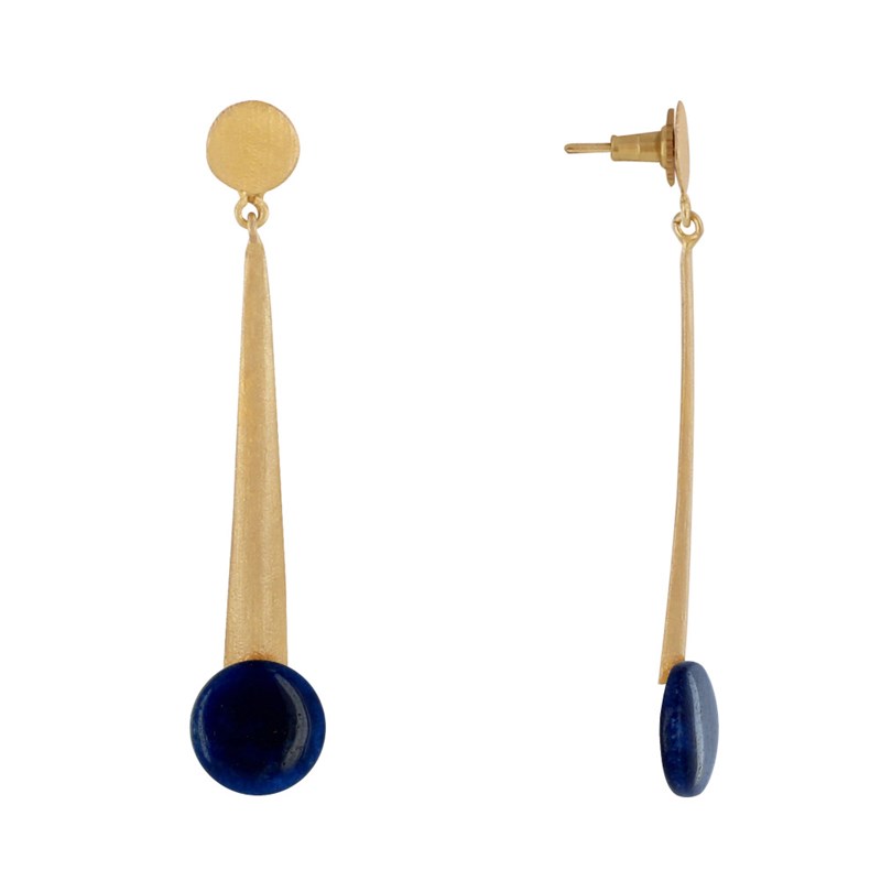 Boucles d'Oreilles Laiton Doré Pastille Cône et Disque Coloré
