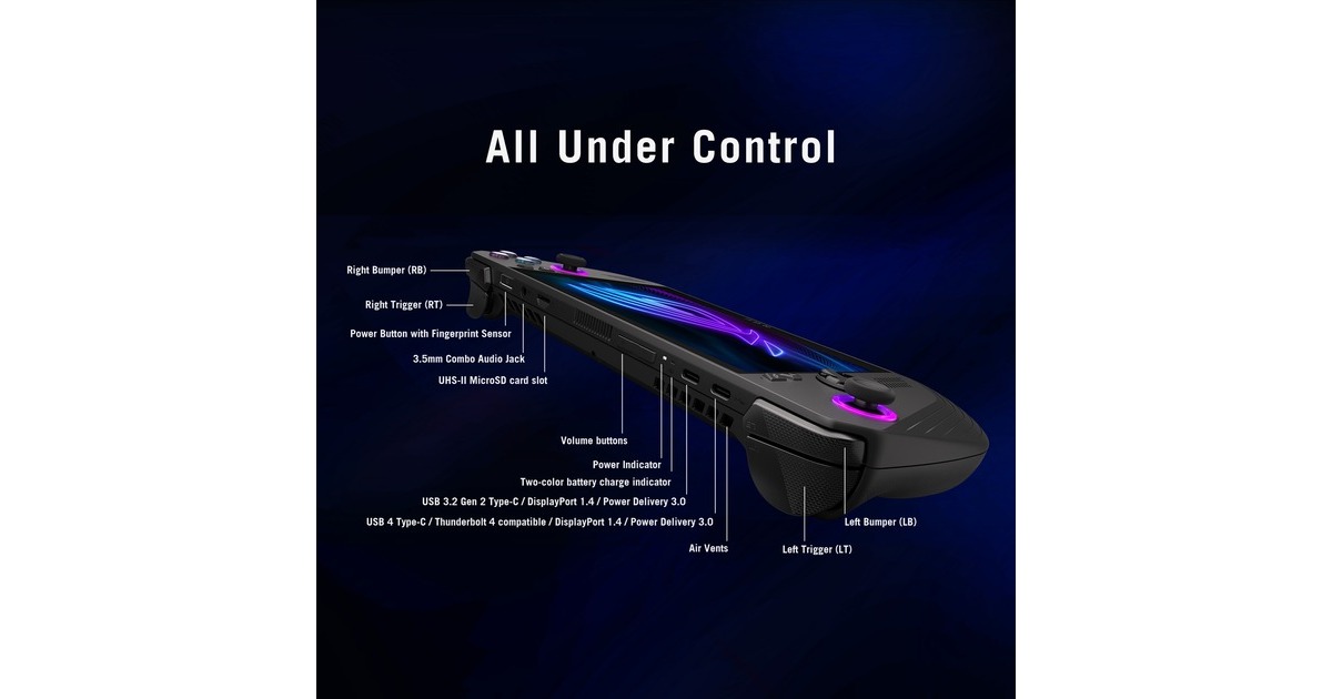 ASUSROG Ally X (RC72LA-NH007W) handheld game console  (Zwart, 24 GB | 1 TB | Wi-Fi 6E | BT | Win 11 | 120 Hz, Tweedekans)