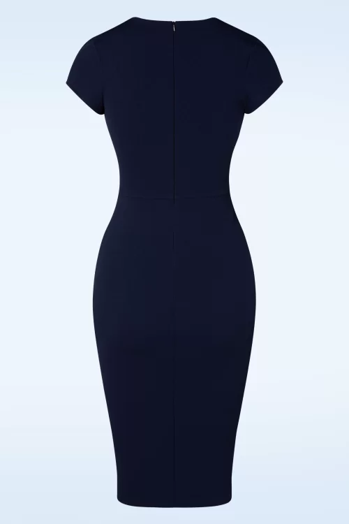 Vintage Chic for Topvintage Vivien pencil jurk in marineblauw