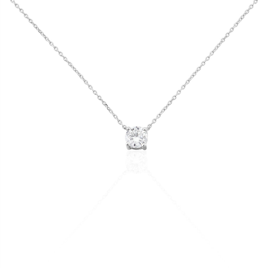 Collier Solitaire Victoria Platine Blanc Diamant