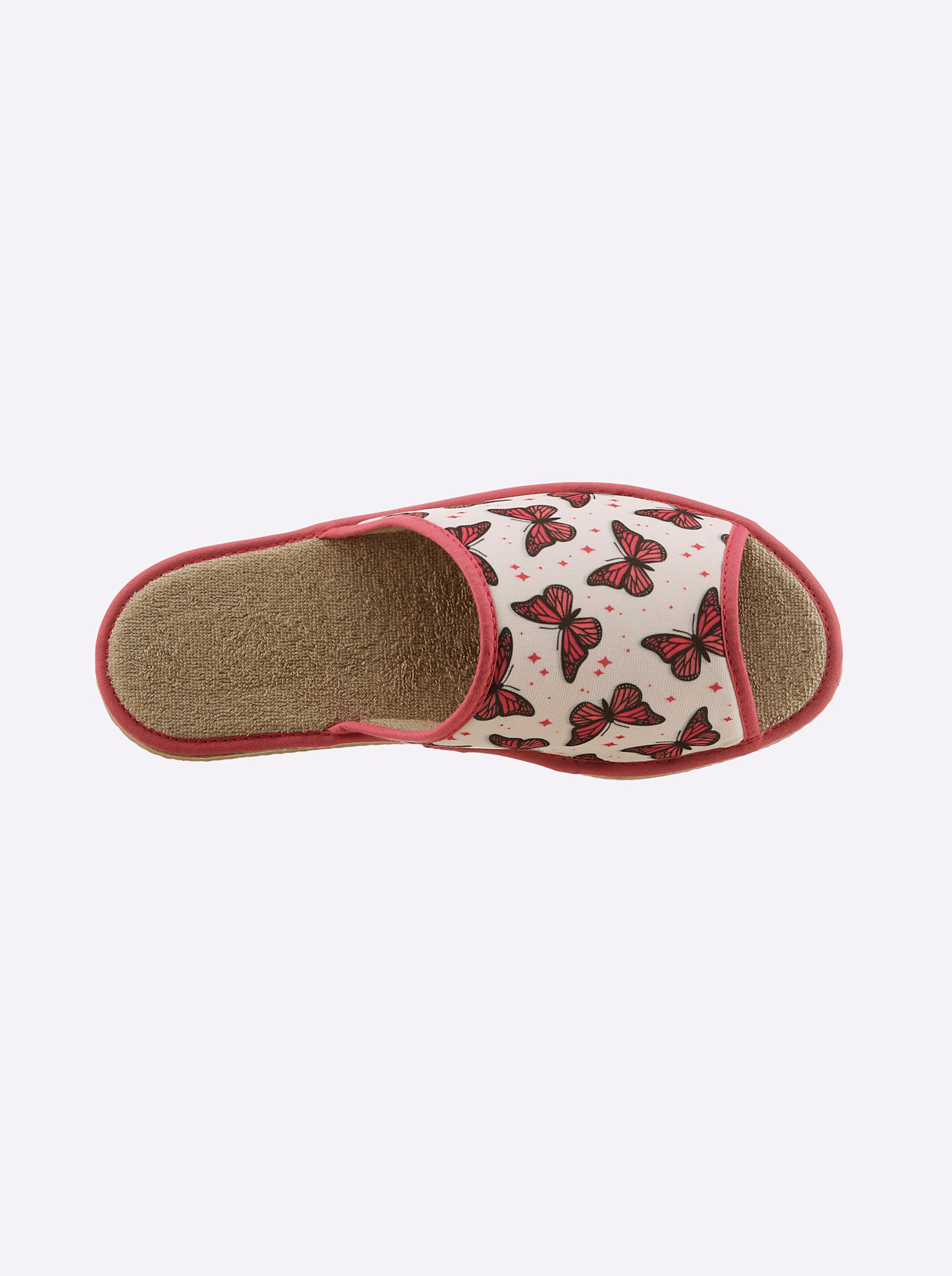 Pantolette in fuchsia-bedruckt
