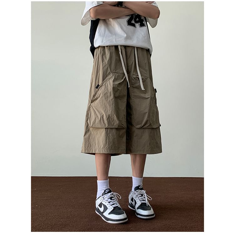 farrahces - Effen cargoshorts met trekkoordtaille