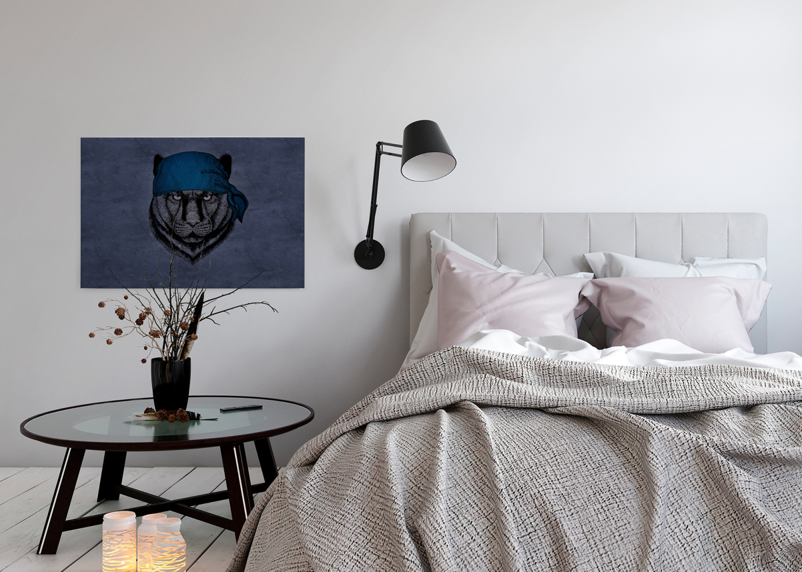Leinwandbild PANTHER - lila-blau - 90x60 cm