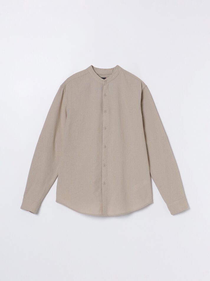 Camisa de algodão e linho - Areia