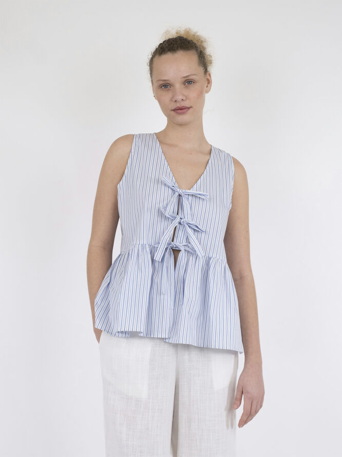 Neo Noir Manja Stripe Top Light blue