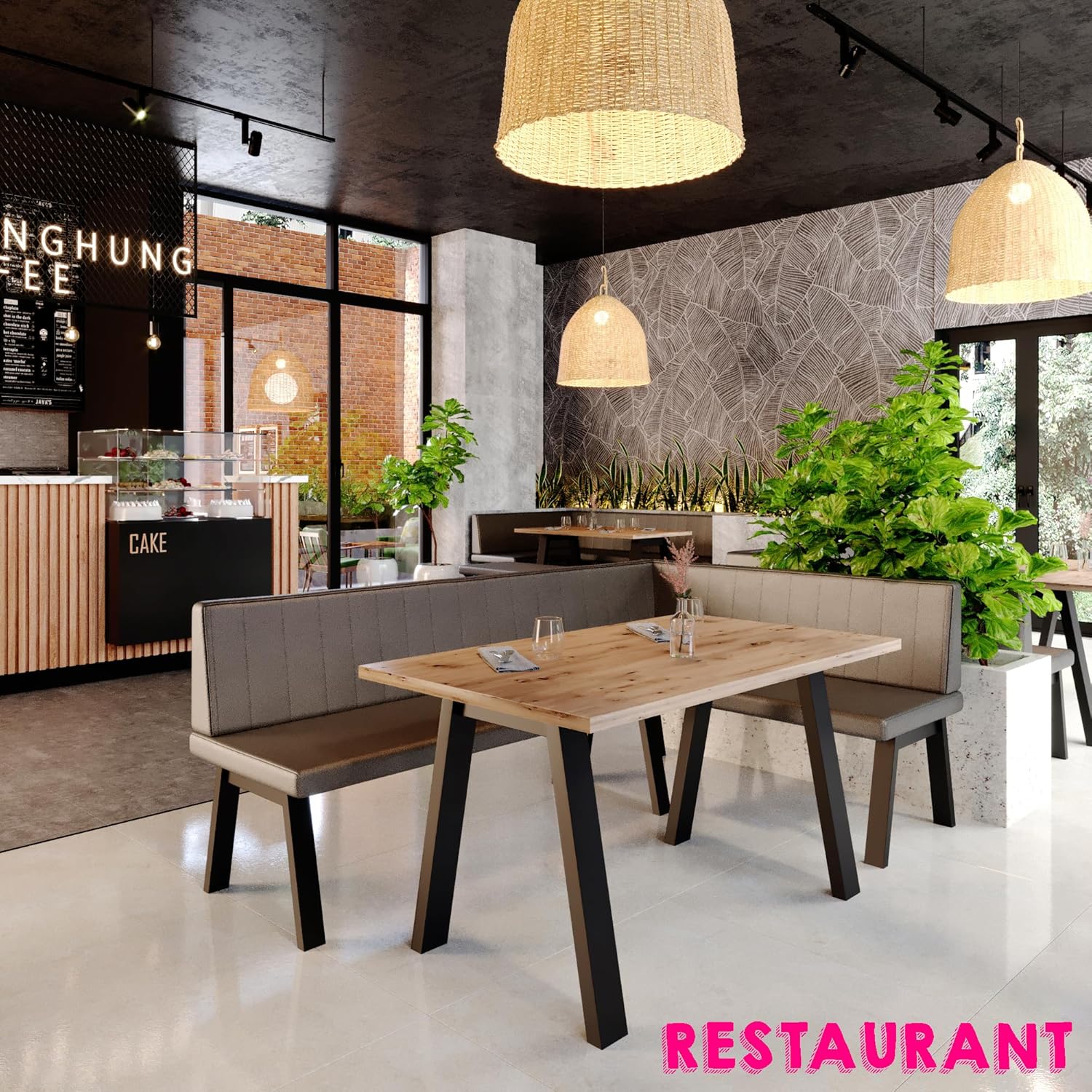 FURNISTAR Eckbank Akiko Metal A - Eckbankgruppe für Ihrem Esszimmer, Küche modern, Sitzecke, Essecke. Perfekt für Küche, Büro und Rezeption. Solide und Starke Verarbeitung. (168x128-Rechts-Inari96)