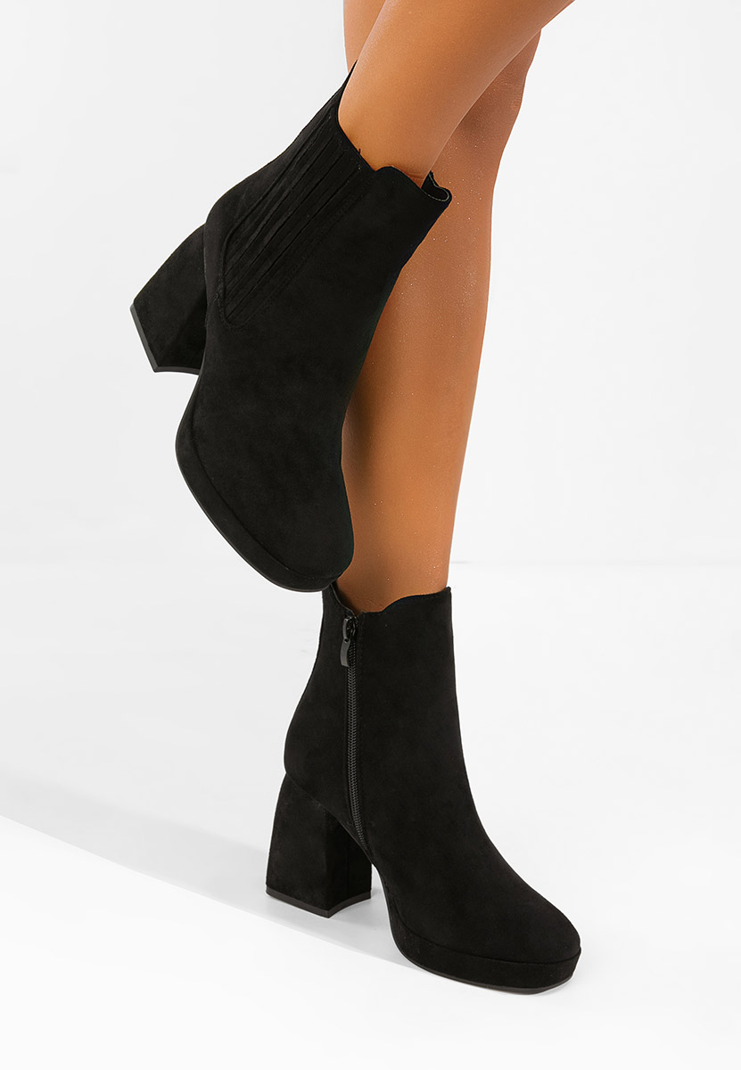 Bottines à gros talon noires Elenoire