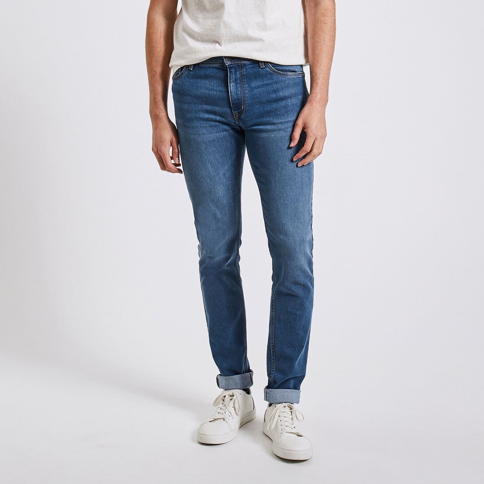 Jean slim en coton et polyester recyclés Bleu
