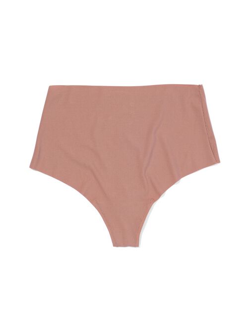 string taille haute microfibre côtelé pour femme  marron clair