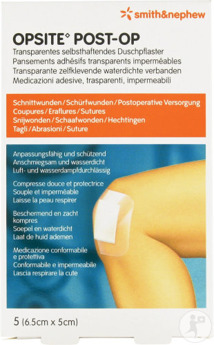 Smith&Nephew Opsite Post-Op Pansements Adhésifs Transparents Imperméables 6,5x5cm Pièces 5