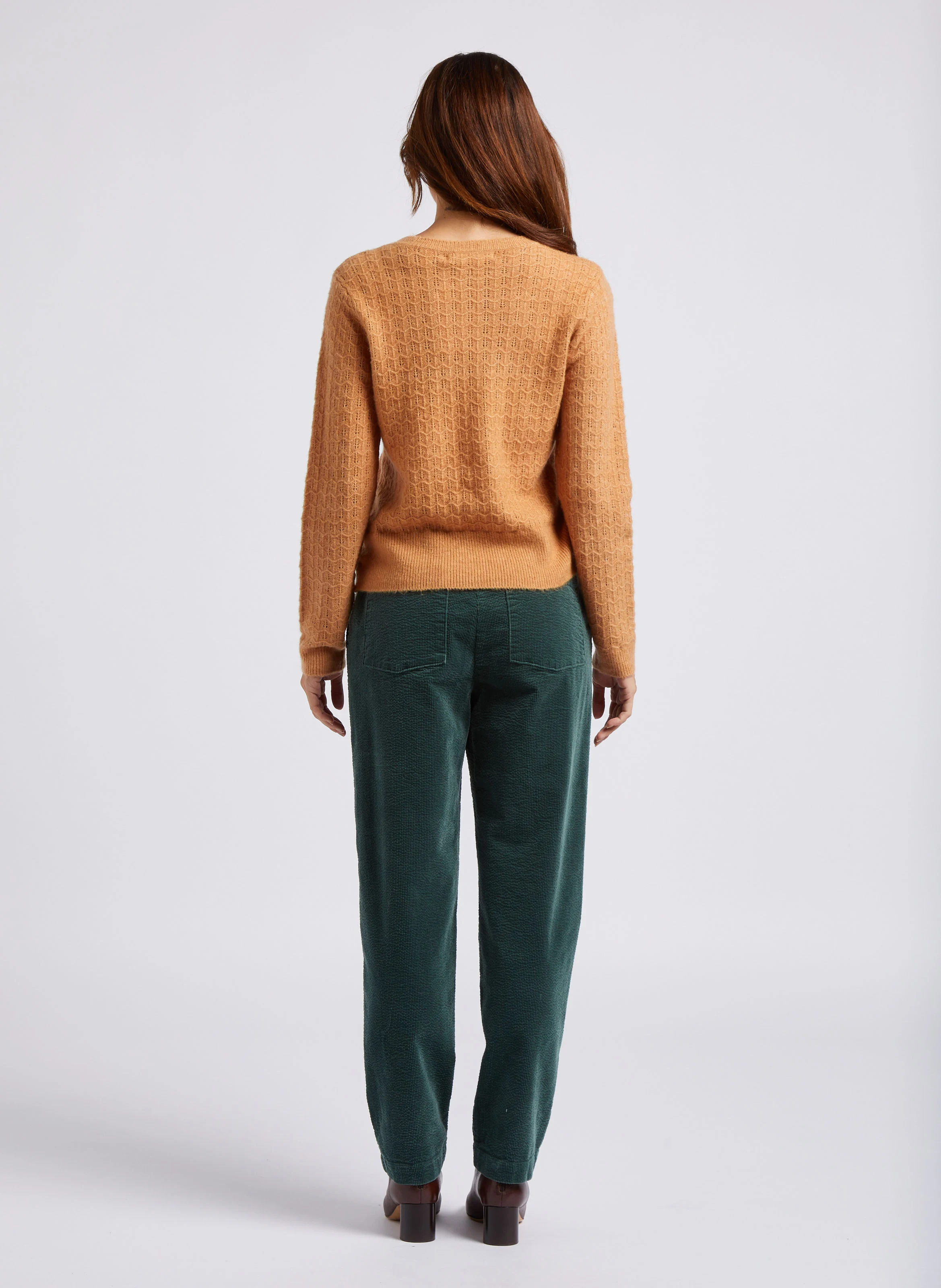 Pantalon carotte en coton mélangé | Vert