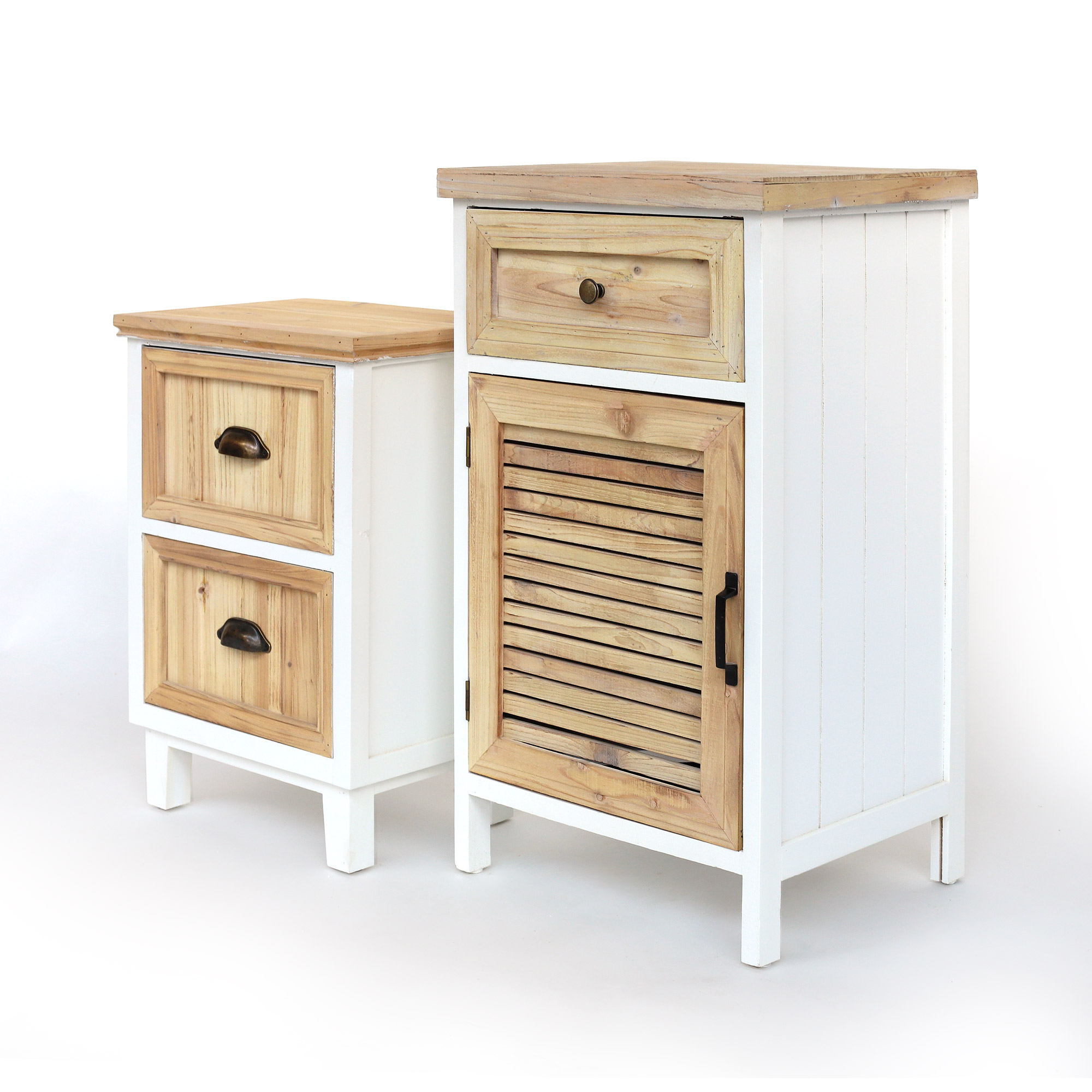 Kommode weiß-natur, H 60 cm, B 42 cm, L 31 cm von fischer's lagerhaus