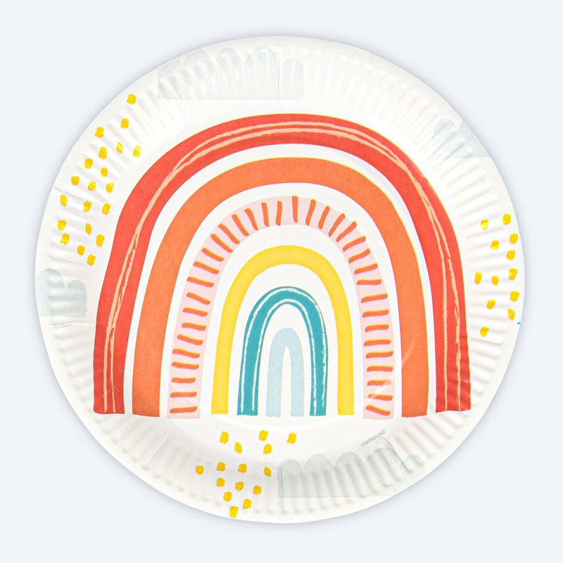 Lot de 8 assiettes 'Retro Rainbow'