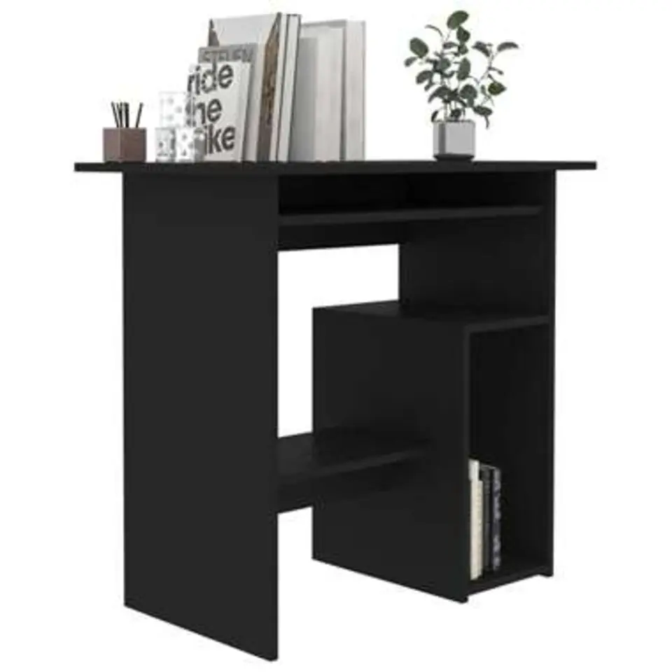 vidaXL - Bureau - Zwart - Bewerkt hout