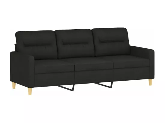 Ensemble de canapés 4 pièces avec coussins noir tissu