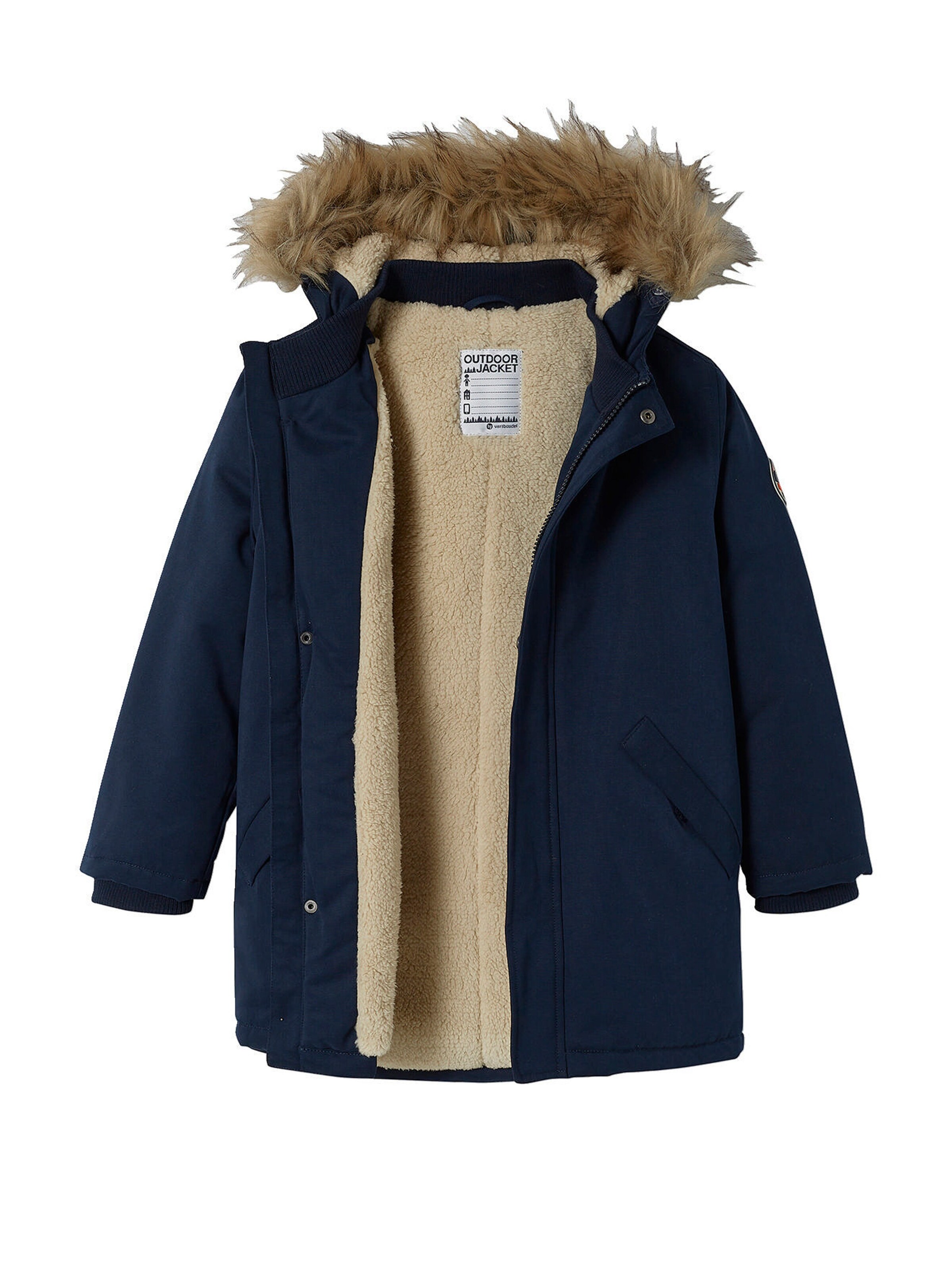 Vertbaudet Jungen Jacke mit Kapuze, Wattierung Recycling-Polyester marine