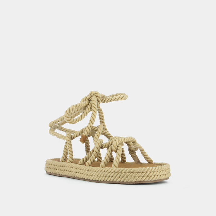 Sandales à nouer  en corde beige