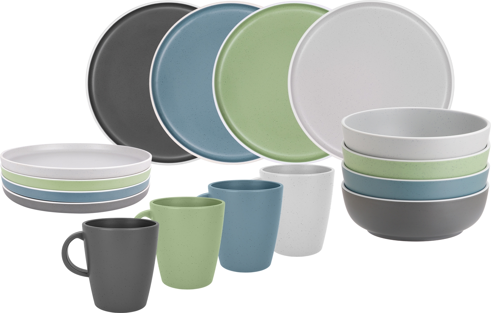 Melamin-Geschirr-Set Dolomit - 16-teilig - Für 4 Personen