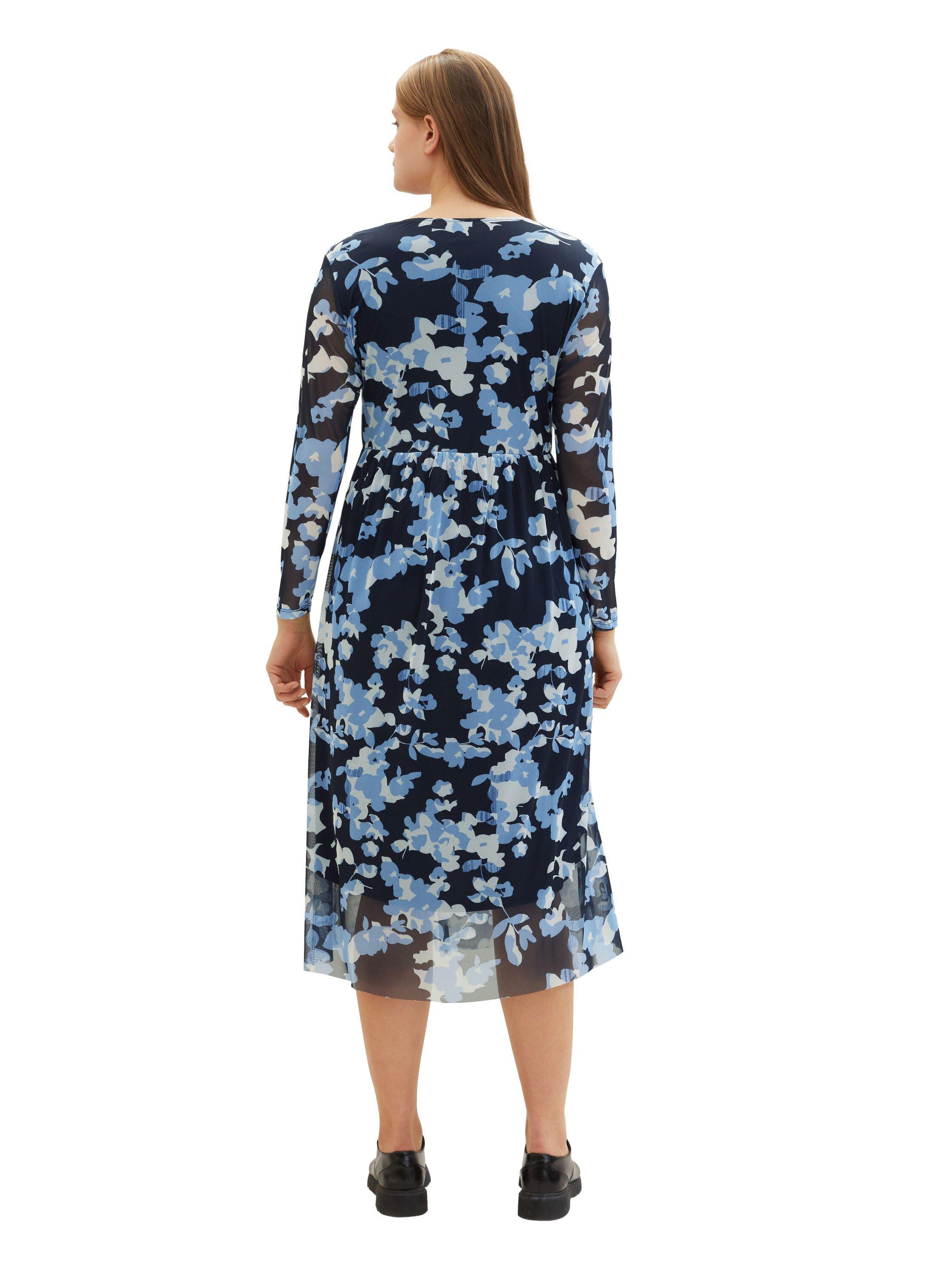 Meshkleid in Wickeloptik, mit Blumenmuster
