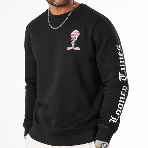 Sweat Crewneck Sleeves Tweety Graffiti Pink Noir