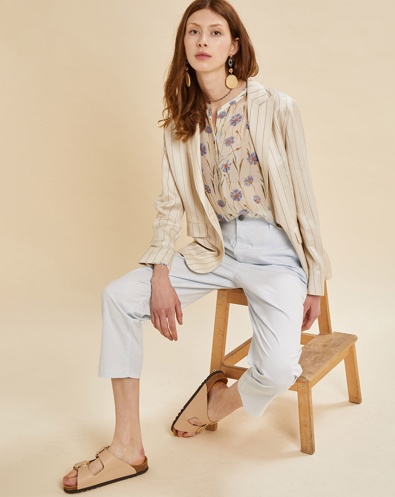 Chloé Stora Veste en Lin mélangé Valerio écrue