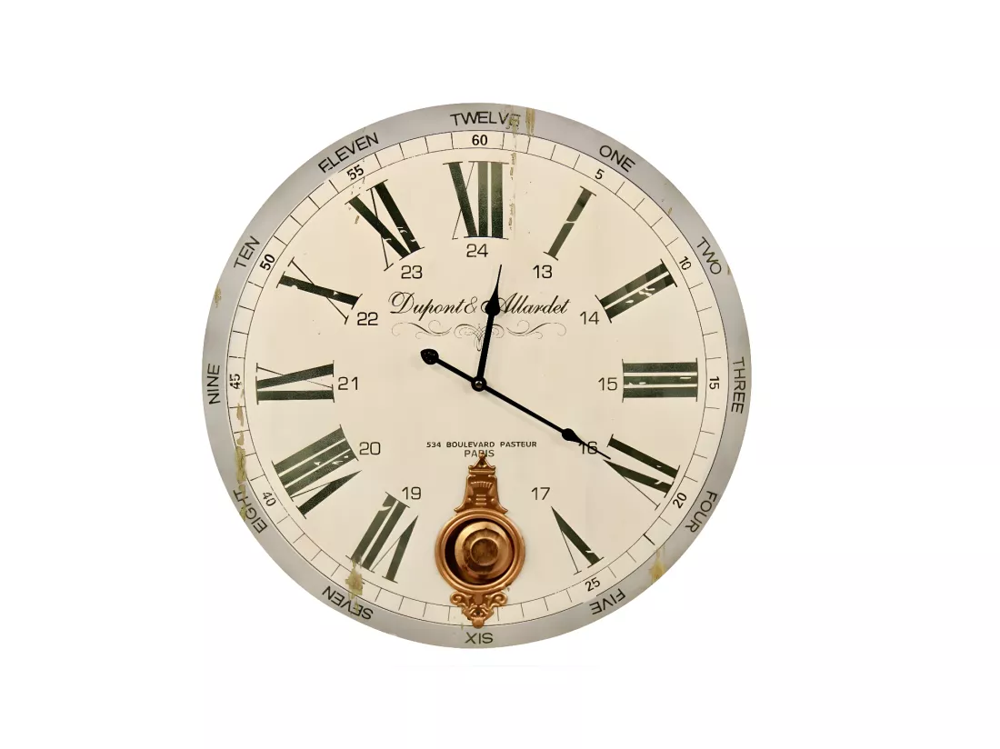 Horloge ancienne balancier dupont & allardet Bois Blanc - Décoration d'Autrefois