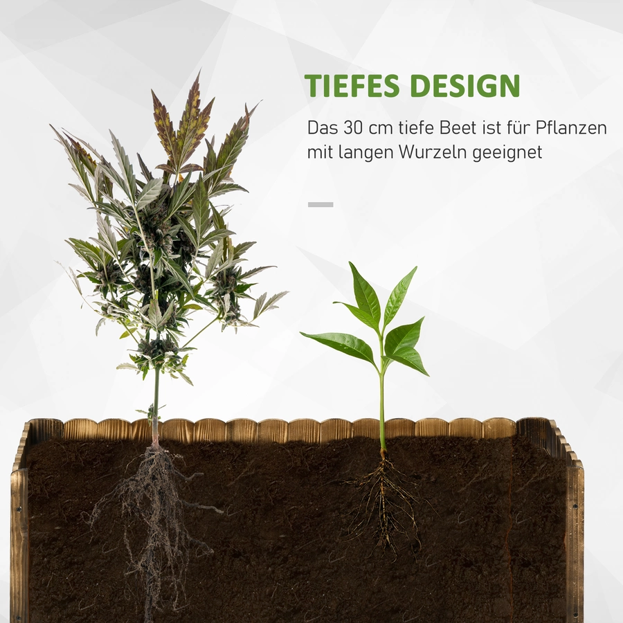 Outsunny Hochbeet mit Holzplatte braun