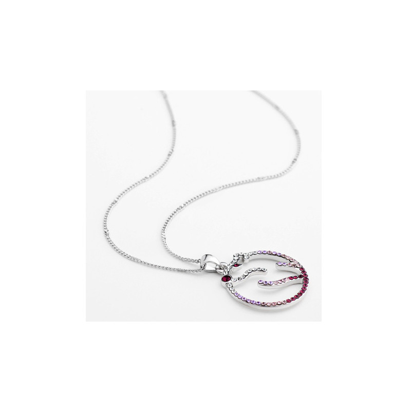 Pendentif Ours Polaire orné de cristal de Swarovski Violet et Plaqué Rhodium