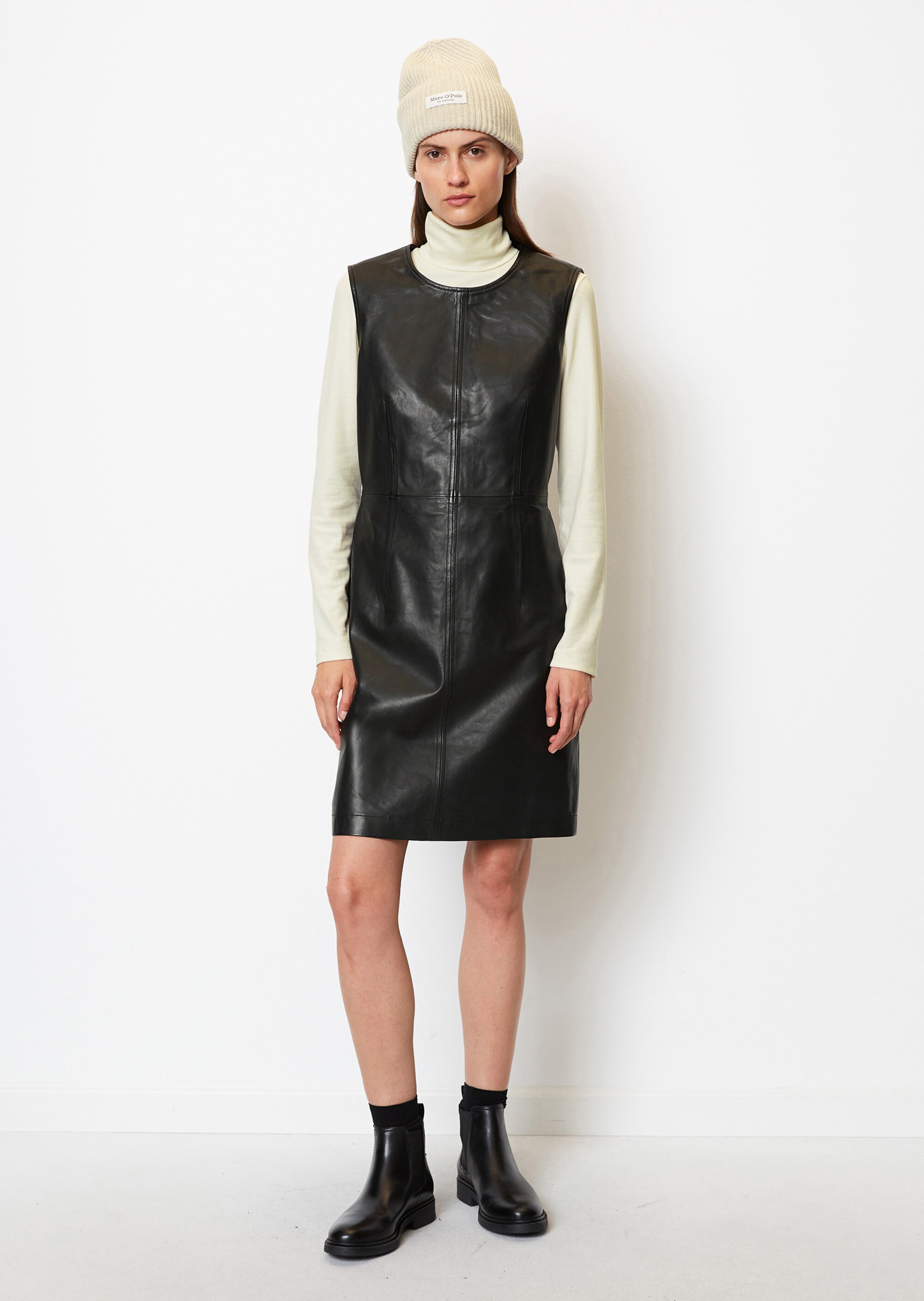 Leder-Etuikleid fittedaus softem Lamm-Nappa
