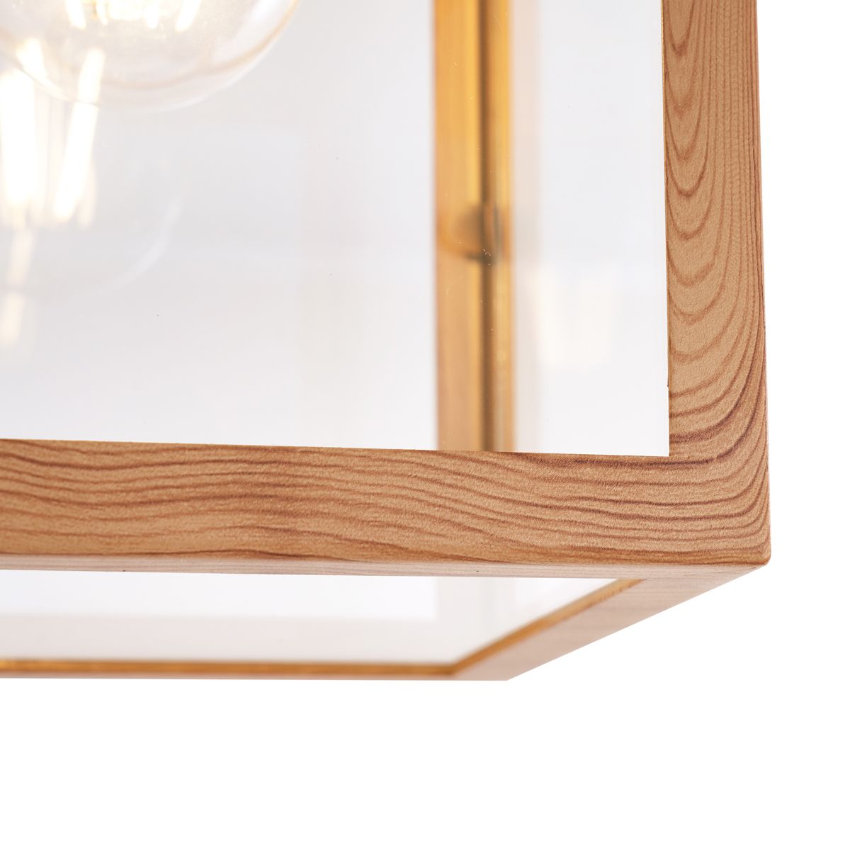 Industriële buitenplafondlamp hout met helder glas - Rotterdam
