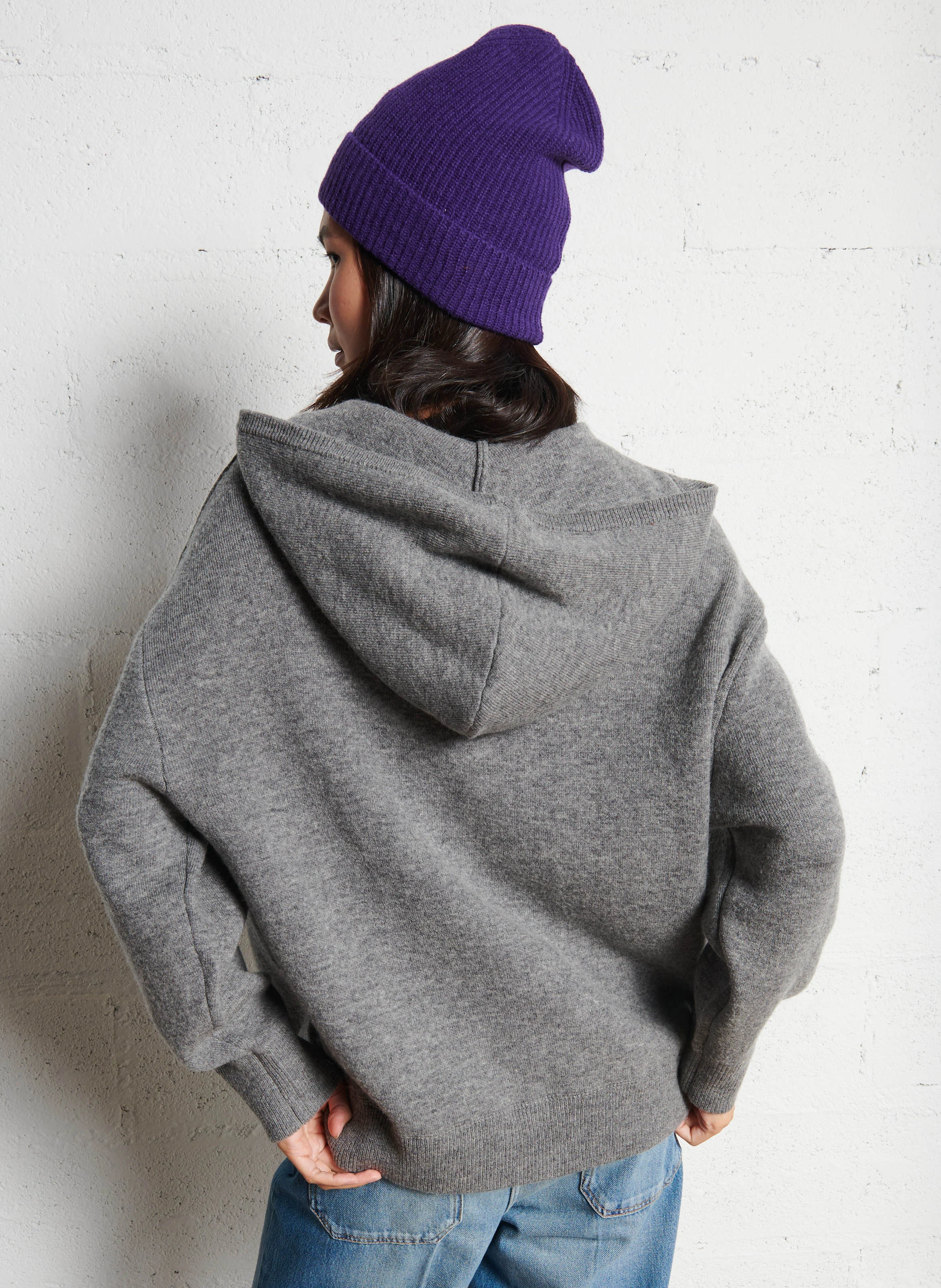 AGATHE - Sweat à capuche oversize en laine mélangée | Gris