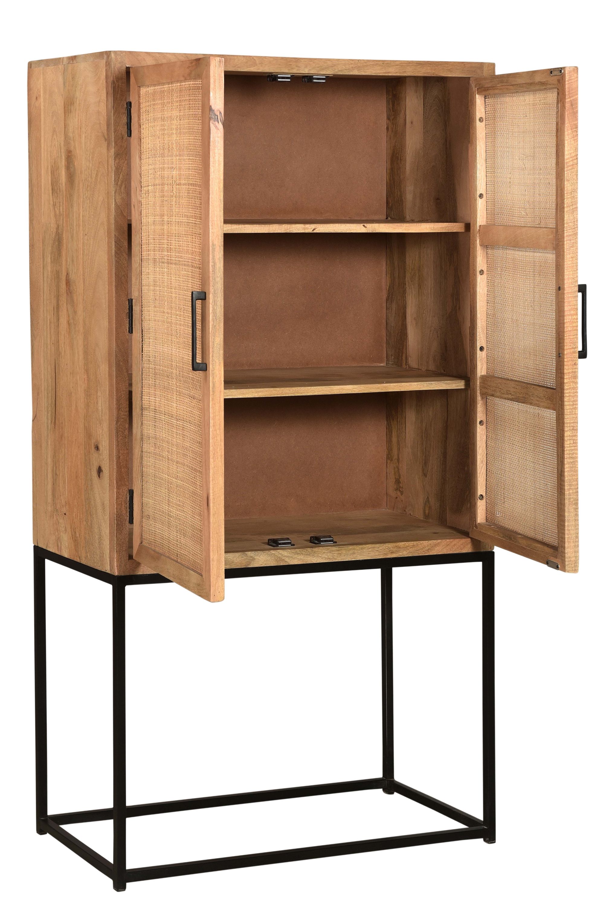 Highboard Cane Mangoholz natur Kommode Sideboard Wohnzimmer Esszimmer Schrank