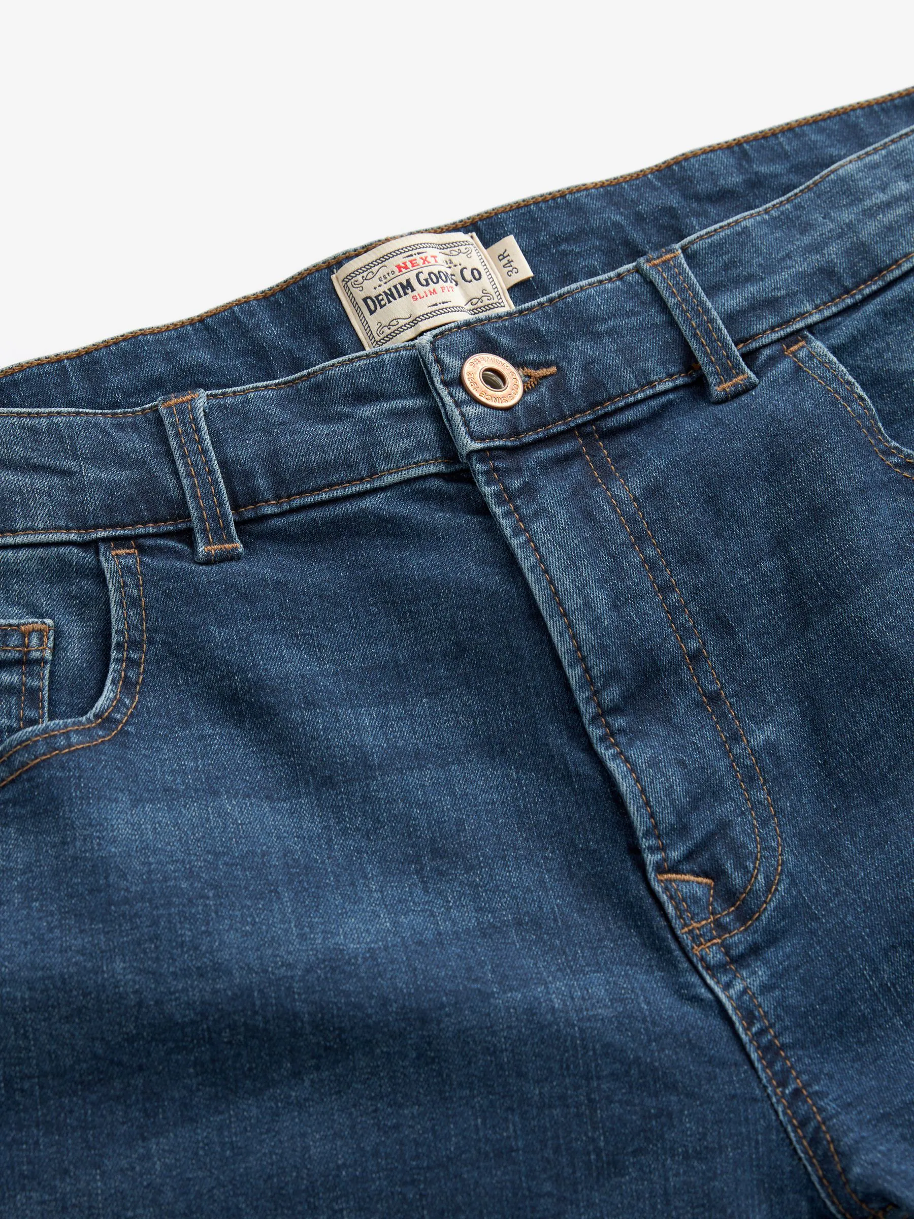 Mediumblauw - Enkele - Slim fit klassieke stretchy jeans