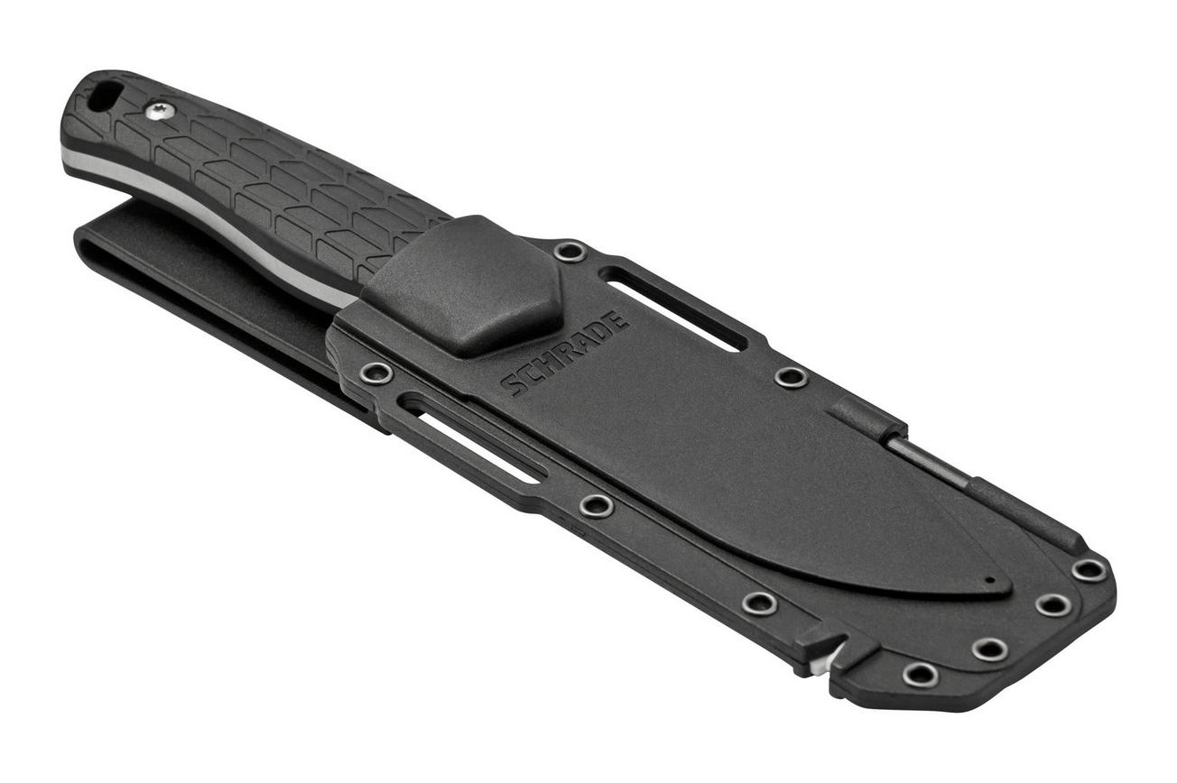 Schrade Exertion Gut Hook Knife 1159308, zwart vaststaand mes