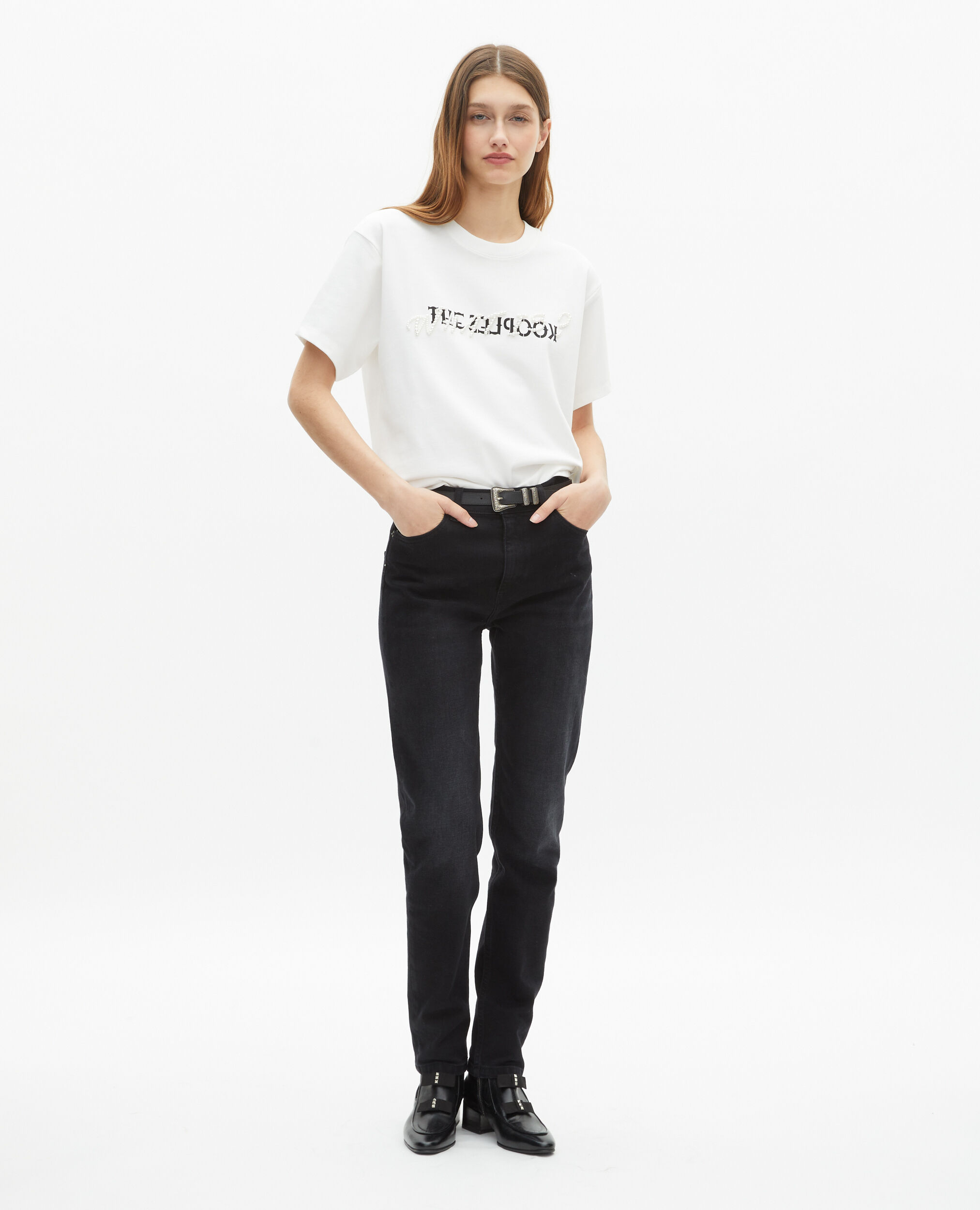 T-shirt What is avec perles blanc