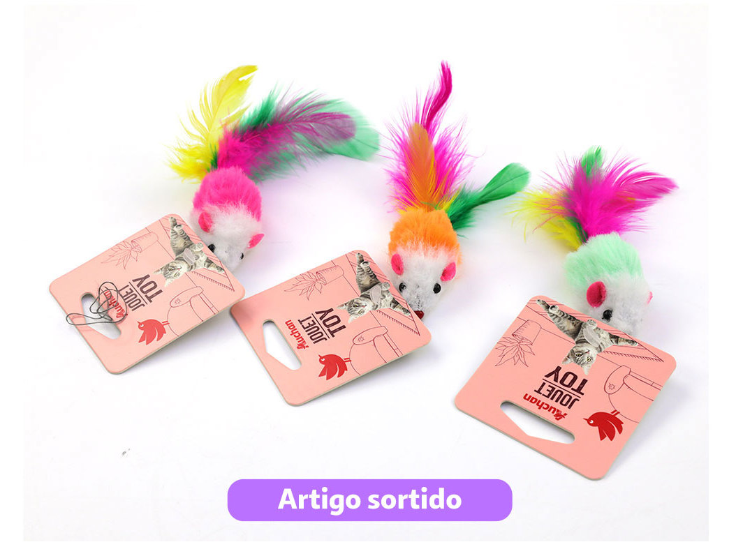 RATINHO PELUCHE AUCHAN 7CM CORES SORTIDAS