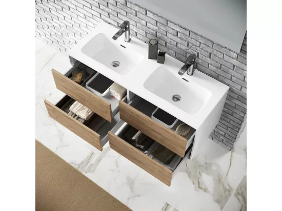 Ensemble de salle de bain double vasque 4 pièces IGEA chêne miel