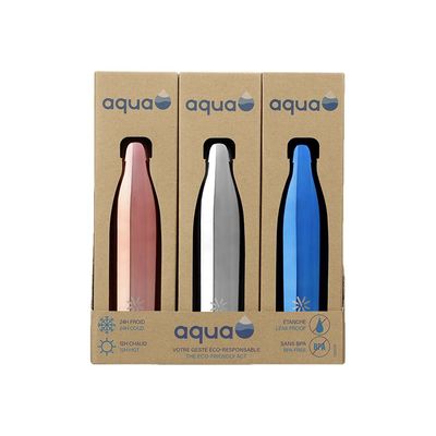 Aqua Precious Metal - Gourde Bouteille isotherme 500 ml - double paroi - disponible dans différentes couleurs - Viquel