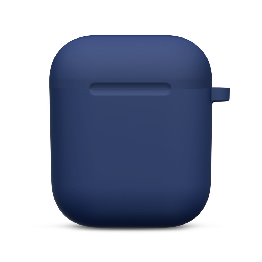 AirPods (1. & 2. Generation) Silikon Schutzhülle Abdeckung mit Karabinerhaken - Dunkelblau