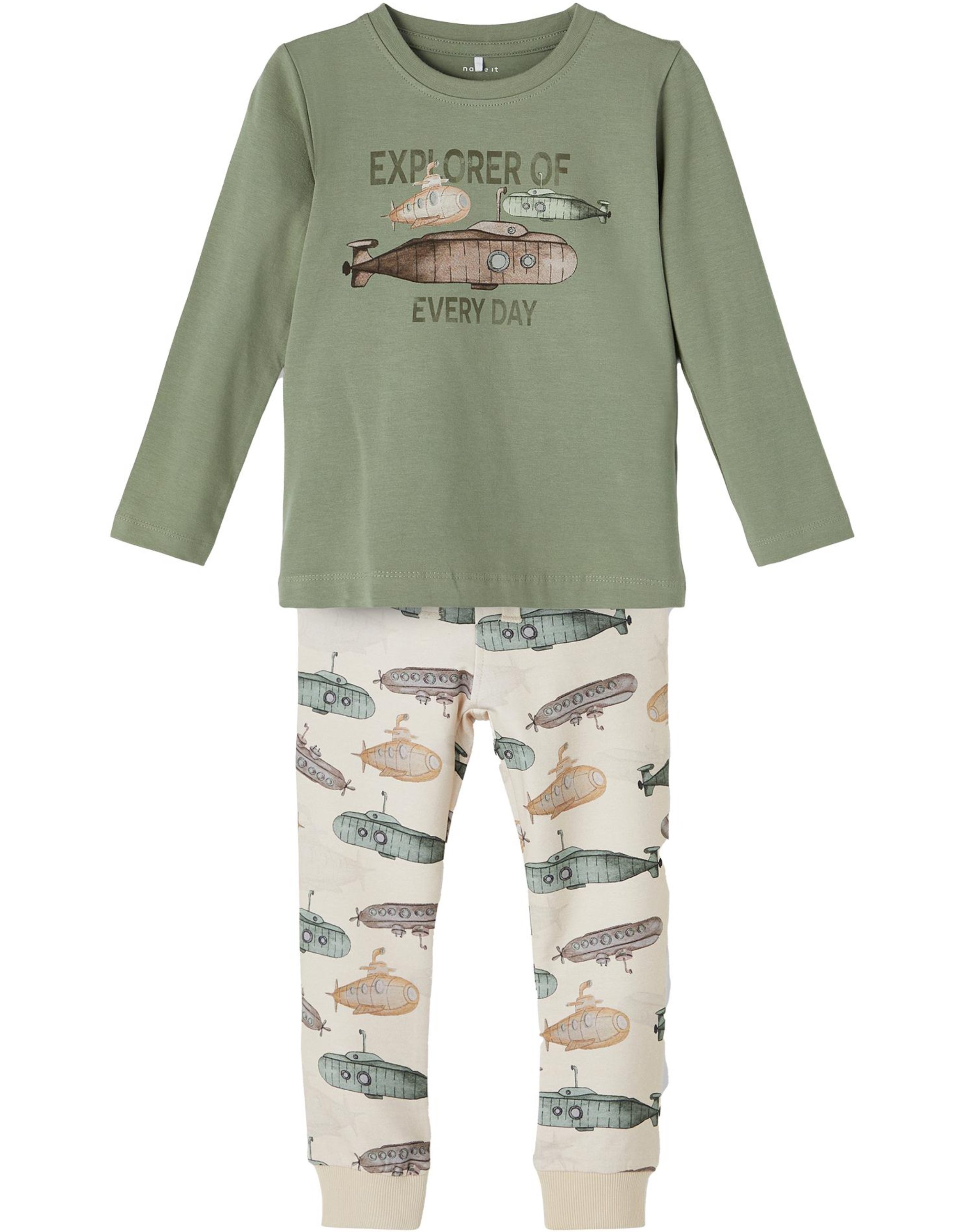 T-Shirt NMMFELIX mit Sweathose in hedge green