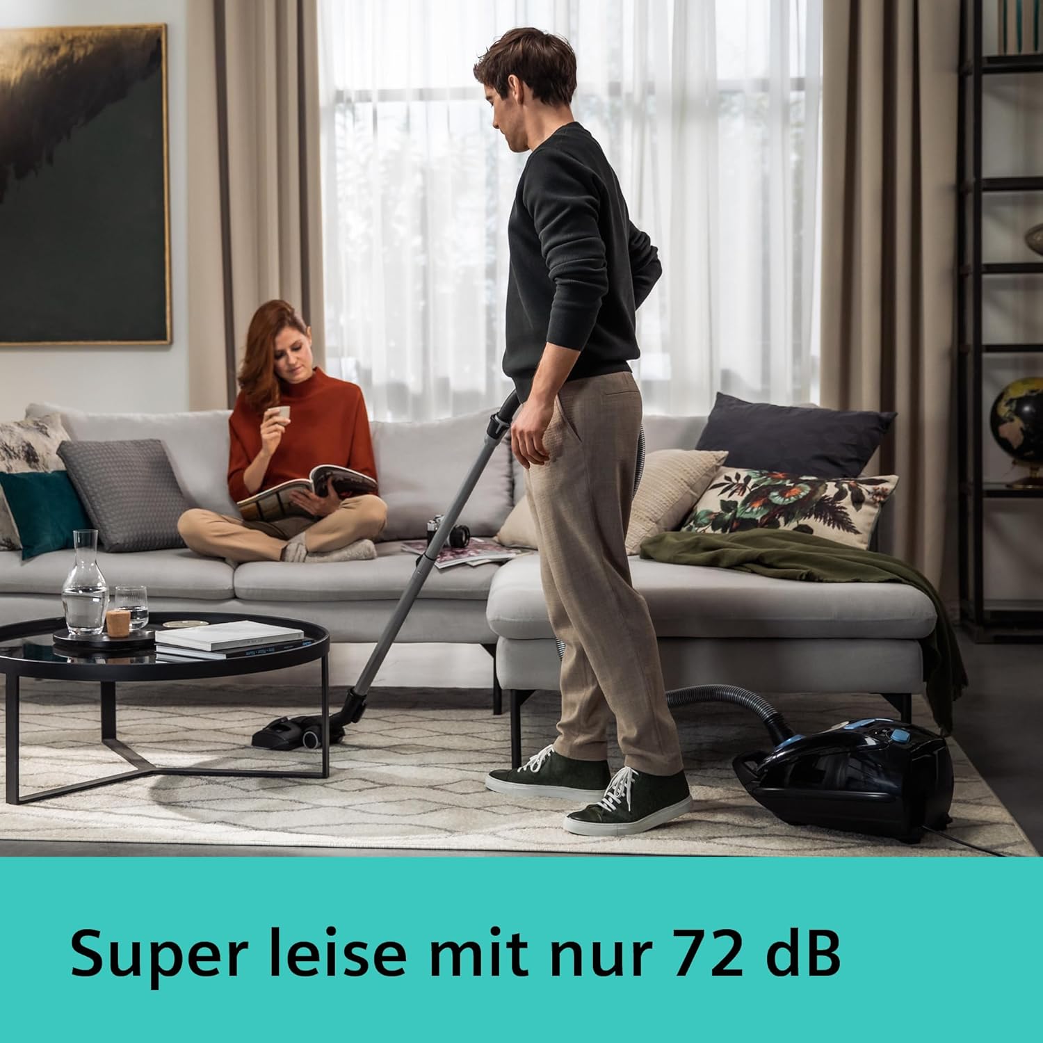 Siemens Staubsauger mit Beutel Q5.0 Extreme silencePower VSQ5X1232, für Allergiker, Hygiene-Filter, Starke Saugleistung: Parkett, Teppich, Fliesen, langes Kabel, Made in Germany, 850 W, schwarz