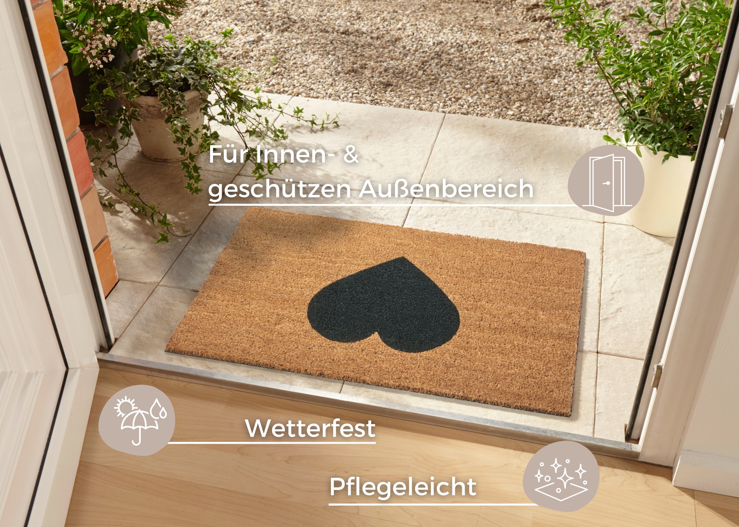 HANSE Home Fussmatte »Mix Mats  Kokos Heart, Türmatte« rechteckig 15 mm Höhe Kokos, Schmutzfangmatte, Outdoor, Rutschfest, Innen, Kokosmatte, Flur