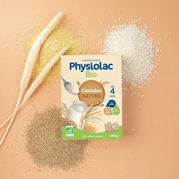 Cereal instantâneo orgânico Physiolac para crianças a partir de 4 meses, 200g