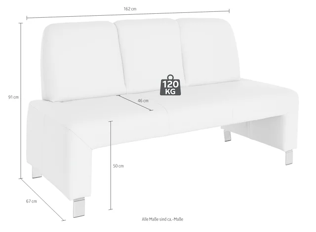 exxpo - sofa fashion Polsterbank »Intenso, Sitzbank, Breite 162 cm, wahlweise in Leder oder Textil« hohe Bodenfreiheit, frei im Raum stellbar, hoher Sitzkomfort