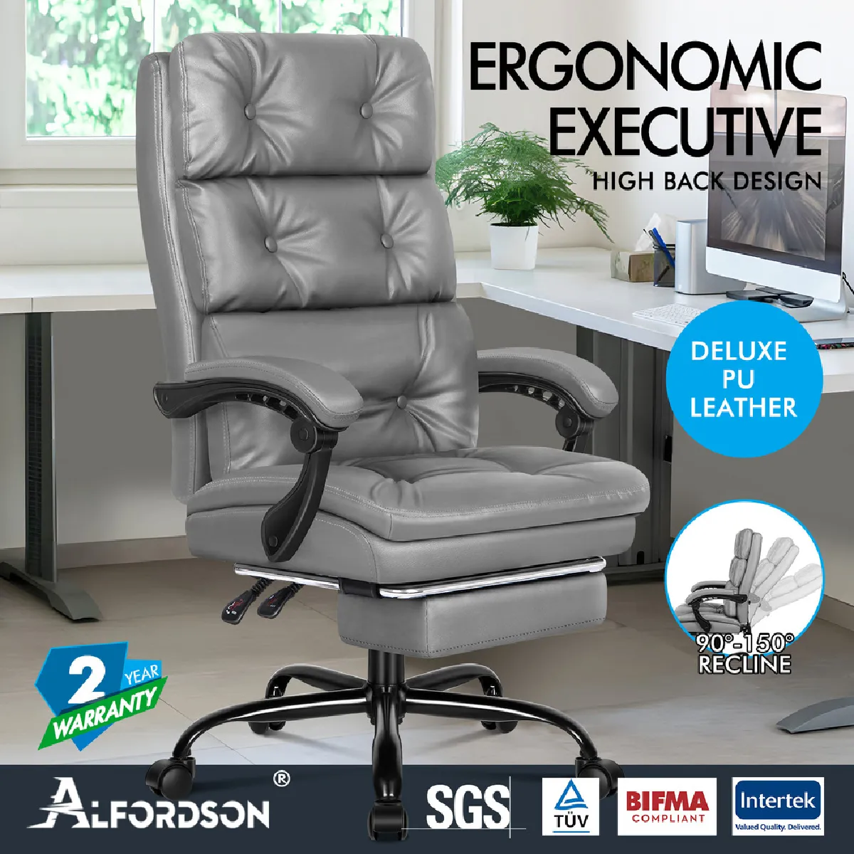 Chaise de Bureau Alfordson - Gris