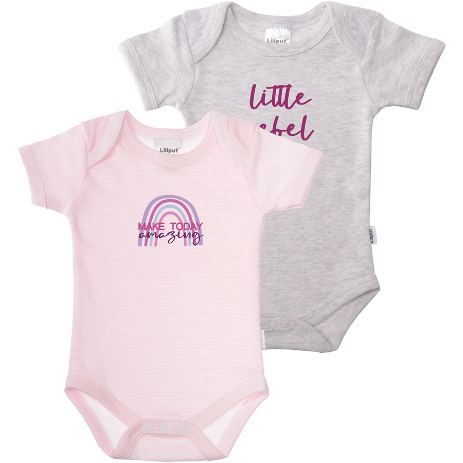 Liliput Baby-Body Make today amazing rosa gestreift grau-melange