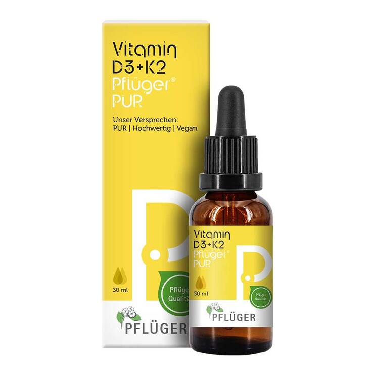 Vitamin D3 + K2 Pflüger Pur 500 I.E. / 25 µg Tropfen, 30 ml