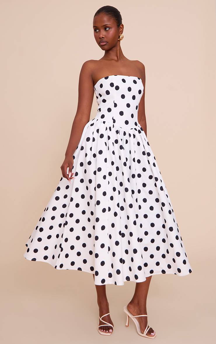 Monochrome Robe Patineuse Mi-longue À Bandeau Froncé En Tissu Tissé
