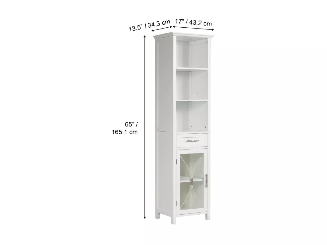 Armoire en lin delaney avec 1 tiroir et 3 étagères ouvertes