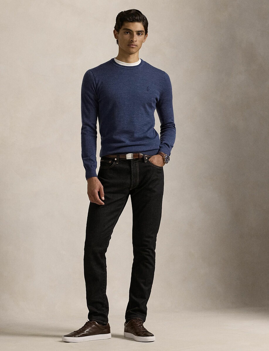 POLO RALPH LAUREN<br>Suéter de gola redonda em lã merino